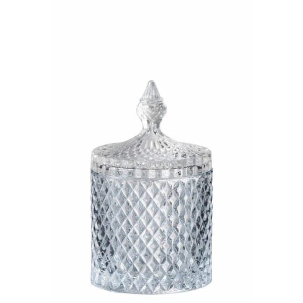 STORAGE JAR CUT CYLINDER GLASS TRANSPARENT LARGE