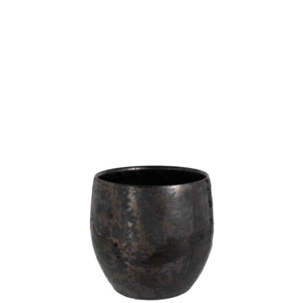 FLOWER POT ANTIQUE SMOKEY CERAMIC BLACK LARGE