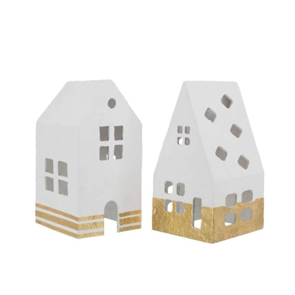 HOUSE COTTON MACHE WHITE WITH GOLD LARGE ASSORTMENT OF 2
