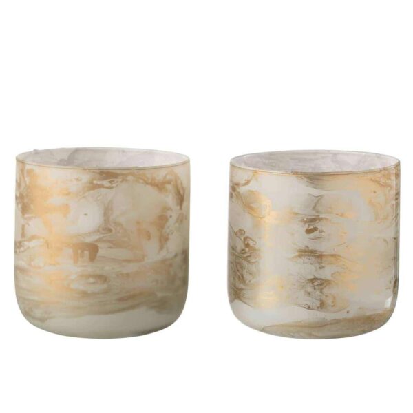 HURRICANE MARBLE GLASS GOLD/WHITE LARGE ASSORTMENT OF 2