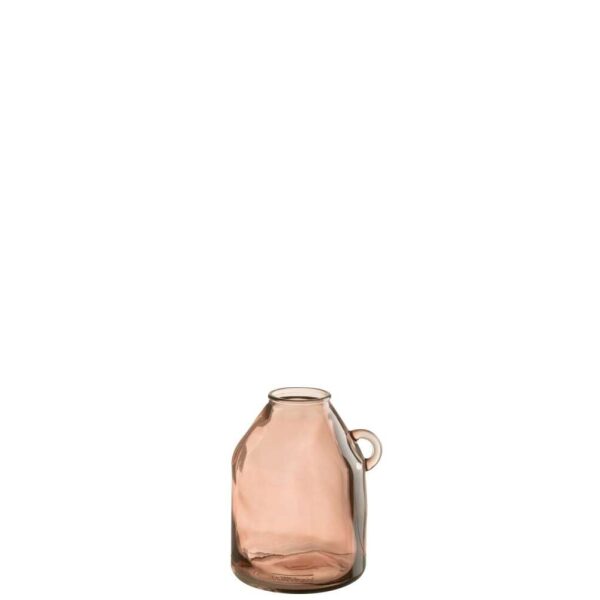 VASE HANDLE CYLINDER GLASS LIGHT PINK SMALL