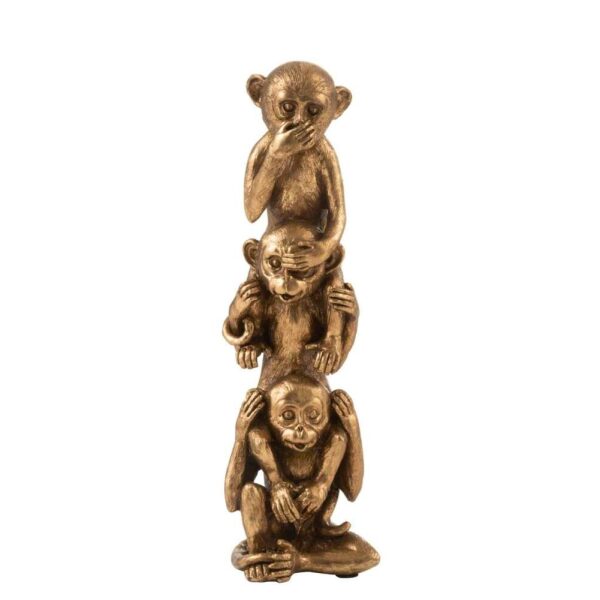 APE HEAR/SEE/SPEAK NO EVIL POLY ANTIQUE GOLD