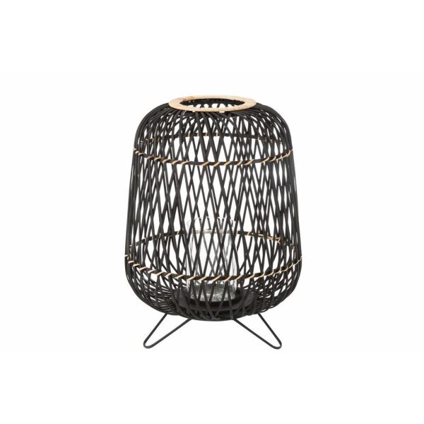 LANTERN ON FOOT BAMBOO BLACK/NATURAL LARGE