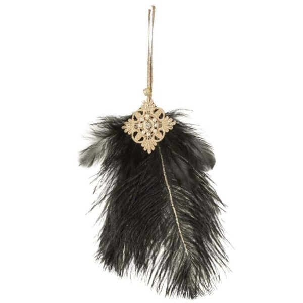 HANGER FEATHERS BLACK RHINESTONE