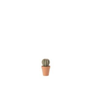 CACTUS BALL SHAPED+POT SYNTHETIC MATERIAL GREEN/TERRACOTTA SMALL