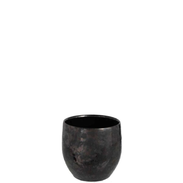 FLOWER POT ANTIQUE SMOKEY CERAMIC BLACK MEDIUM