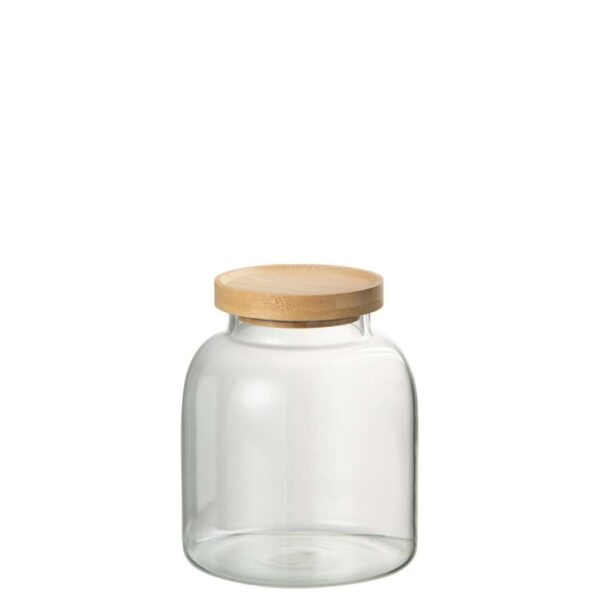 GLASS POT TOM GLASS/BAMBOO TRANSPARENT/NATURAL SMALL