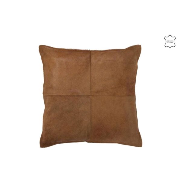 CUSHION COWHAIR LEATHER DARK/CAMEL