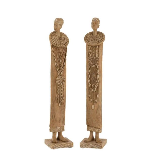 AFRICAN FIGURE POLY BROWN ASSORTMENT OF 2