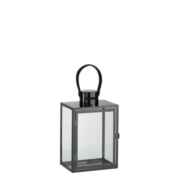 LANTERN RECT STEEL/GLASS BLACK