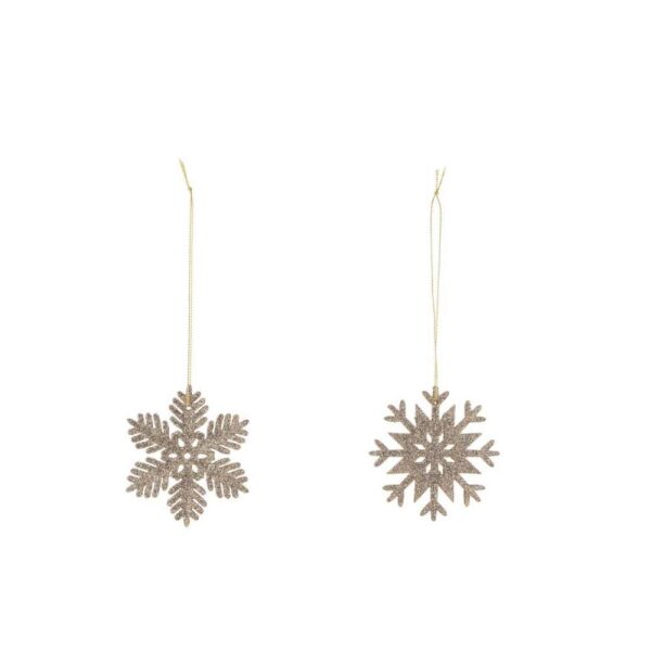 HANGER SNOWFLAKE GLITTER CHAMPAGNE ASSORTMENT OF 2