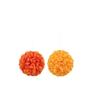 FLOWER BALL DIA20CM ARTIFICIAL YELLOW/ORANGE ASSORTMENT OF 2