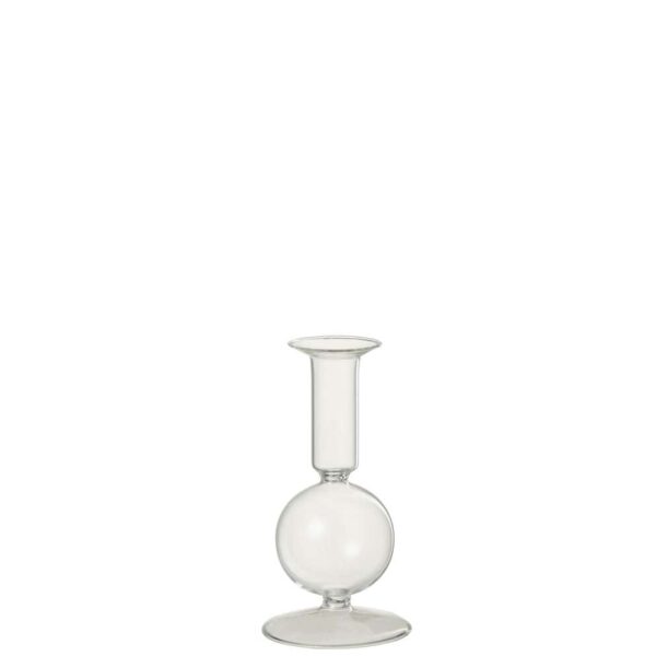 CANDLE HOLDER 1 ORB GLASS TRANSPARENT SMALL