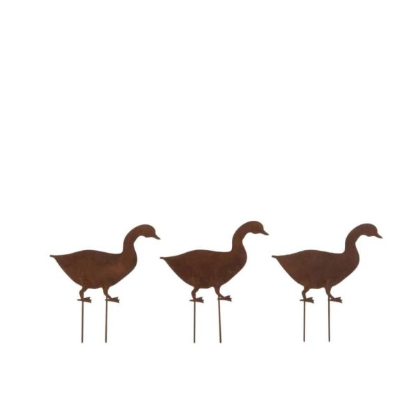 DECORATION GARDEN 3 PIECES DUCKS IRON RUST