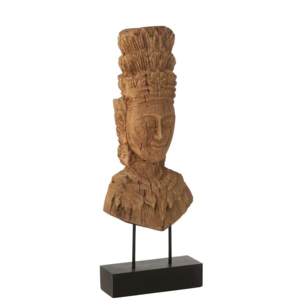 BUST LADY ON BASE MANGO WOOD NATURAL