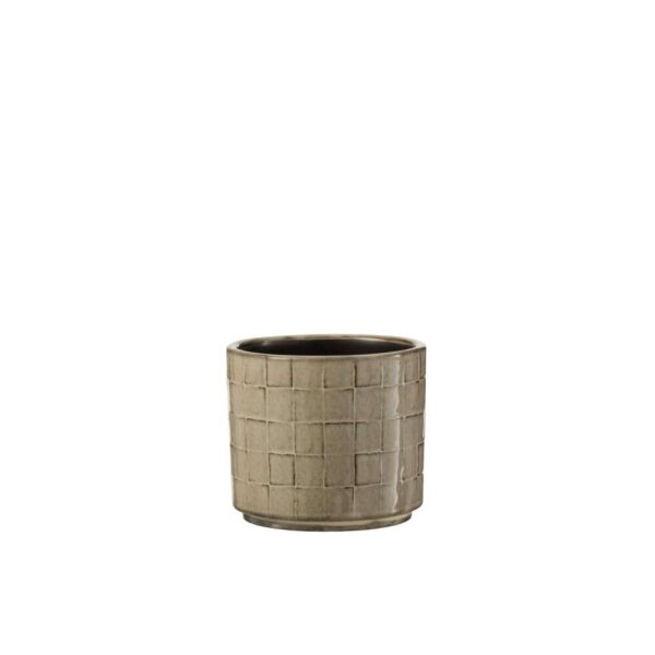 FLOWERPOT SQUARE CERAMIC BEIGE/GREY SMALL