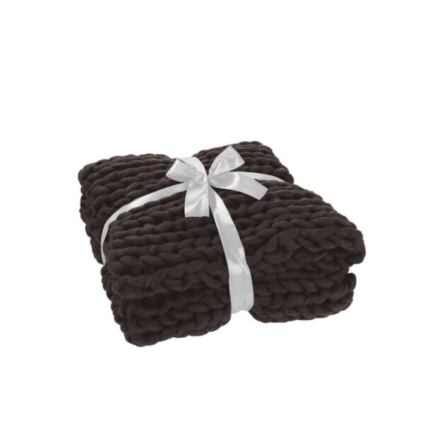 PLAID KNITTED ACRYLIC DARK GREY
