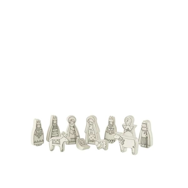 NATIVITY SCENE 11PARTS DOLOMITE WHITE/BLACK SMALL