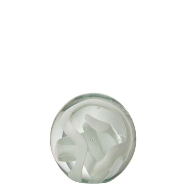 PAPERWEIGHT GARLAND GLASS WHITE MEDIUM