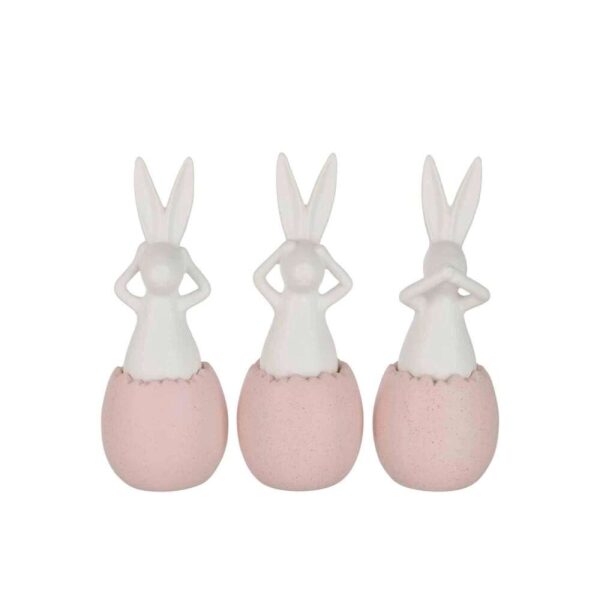 RABBIT SEE/HEAR/SPEAK NO EVIL CERAMIC PINK LARGE ASSORTMENT OF 3