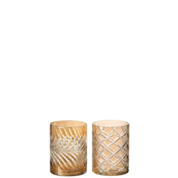 HURRICANE DIAMOND GLASS GOLD MEDIUM ASSORTMENT OF 2