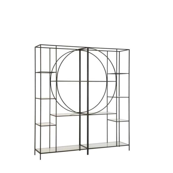 RACK 2 PARTS CIRCLE METAL/GLASS BLACK