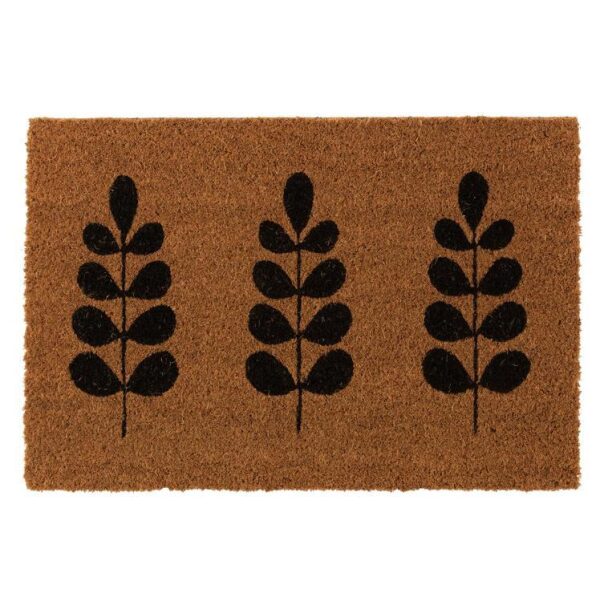 DOOR MAT LEAF COCONUT NATURAL/BLACK