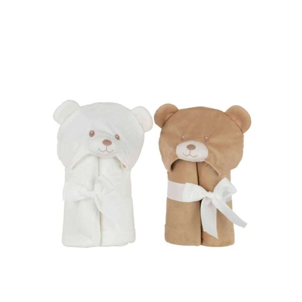 BATHCAPE BEAR PLUSH WHITE/BEIGE ASSORTMENT OF 2