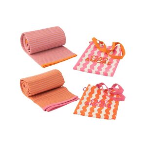 BAG+BEACH MAT CIAO AMORE COTTON/PLASTIC PINK/ORANGE ASSORTMENT OF 2