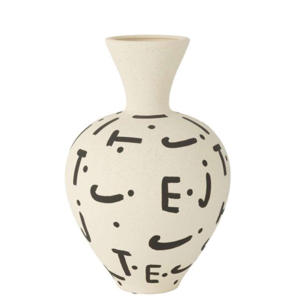 VASE KIRA GLOBE STONEWARE WHITE/BLACK