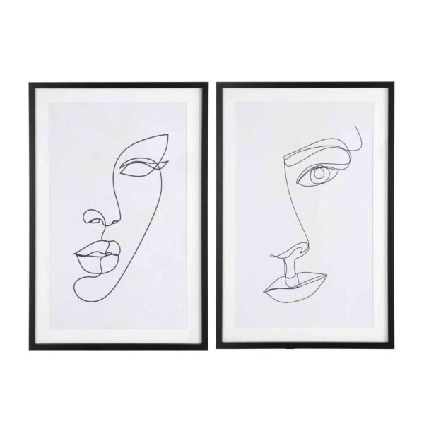 FRAME ABSTRACT FACE MDF/GLASS WHITE/BLACK ASSORTMENT OF TWO