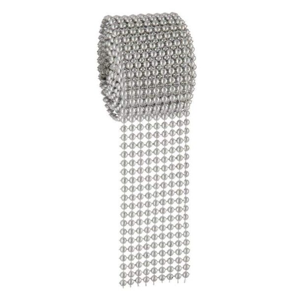 RIBBON STUDS BALL PLASTIC SILVER SMALL 5X180CM