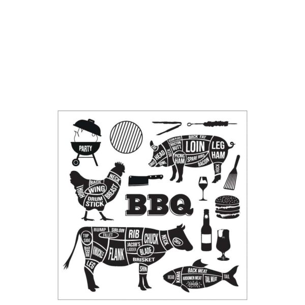 PACK 20 NAPKINS BARBECUE PAPER WHITE/BLACK LARGE