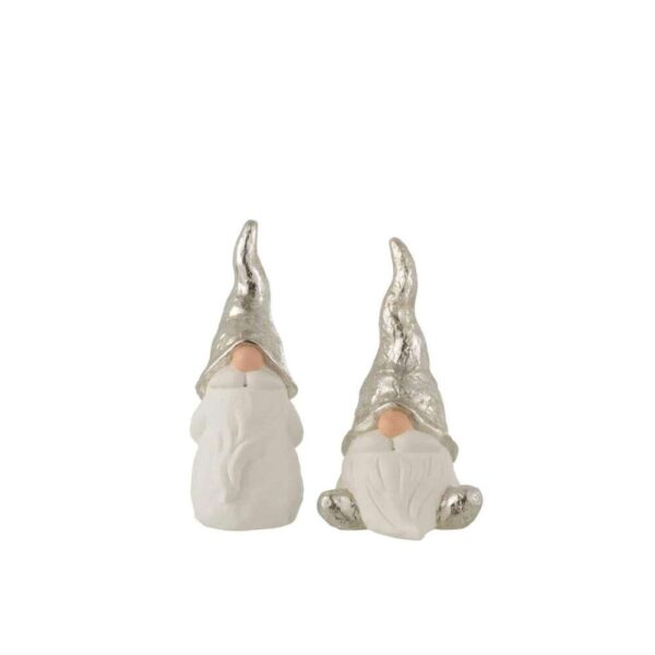 SANTA CERAMIC WHITE/SILVER MEDIUM ASSORTMENT OF 2