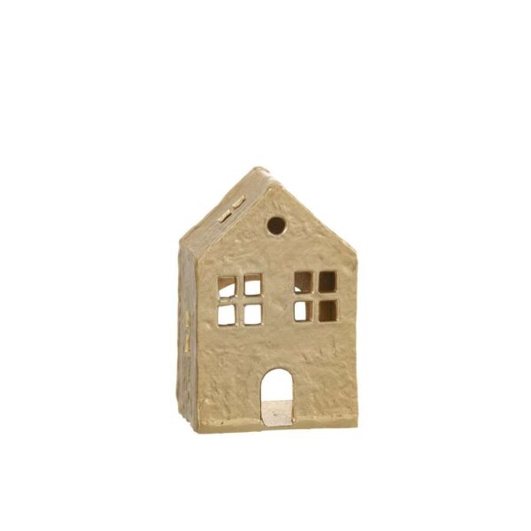 TEALIGHT HOLDER HOUSE ALUMINIUM GOLD