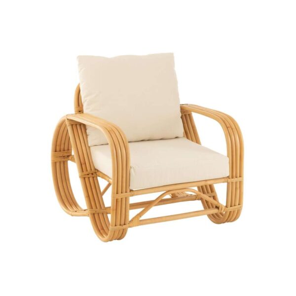 ARM CHAIR+CUSHION RATTAN/TEXTILE NATURAL/WHITE