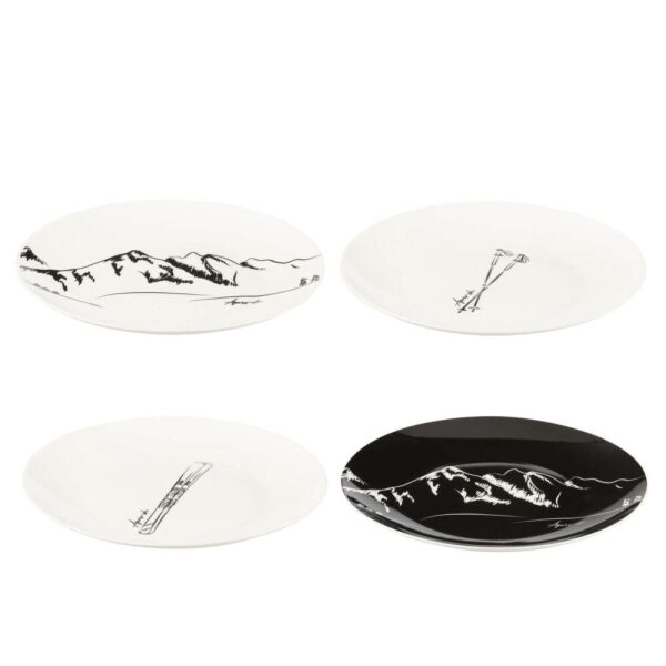 BOX OF 4 PLATE WINDOWNBOX CERANMICS BLACK/WHITE