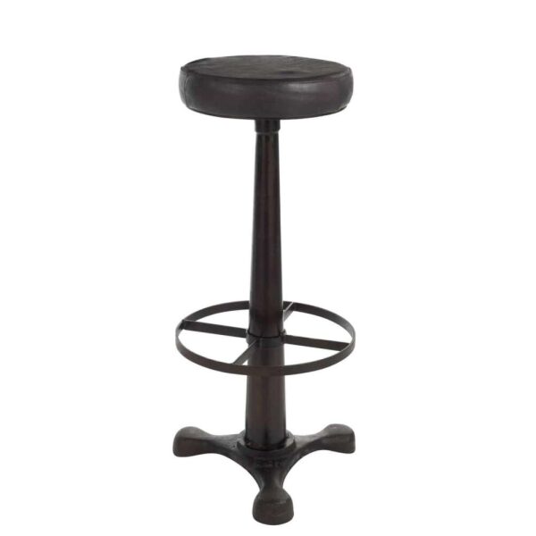 BAR STOOL LEATHER/METAL BLACK