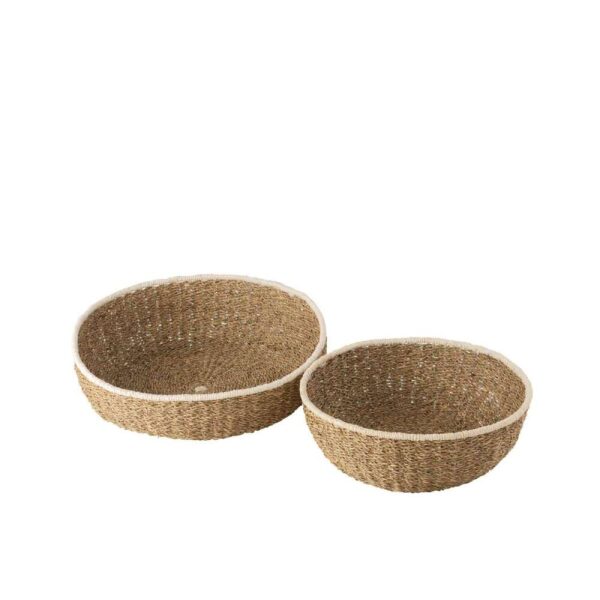 SET OF 2 DISH WHITE BORDER PAPER BROWN