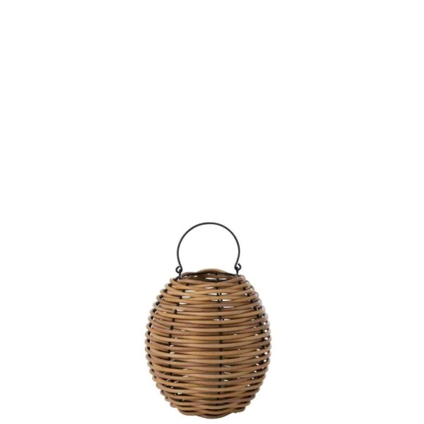 LANTERN WOVEN LED PLASTIC NATURAL SMALL
