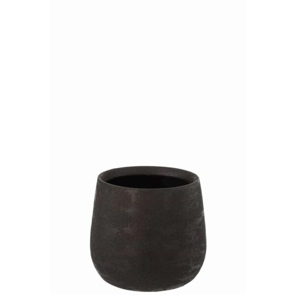 FLOWERPOT IRREGULAR ROUGH CERAMIC BLACK MEDIUM