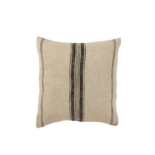 CUSHION STRIPES LINEN BEIGE SQUARE