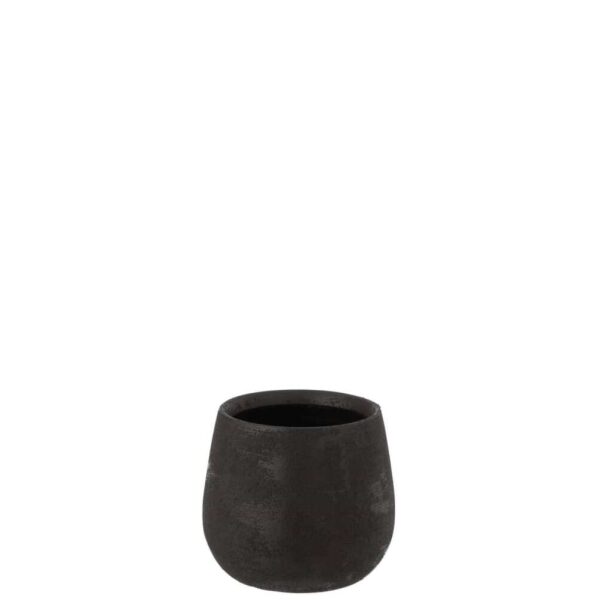 FLOWERPOT IRREGULAR ROUGH CERAMIC BLACK SMALL