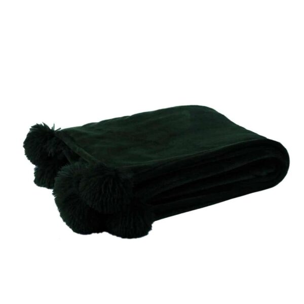 PLAID POMPOM POLYESTER BLACK