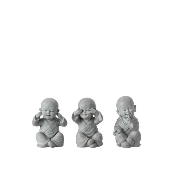 MONK SEE/HEAR/SPEAK NO EVIL POLY GREY SMALL ASSORTMENT OF 3