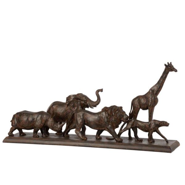 5 ANIMALS IN A ROW POLY BROWN LARGE