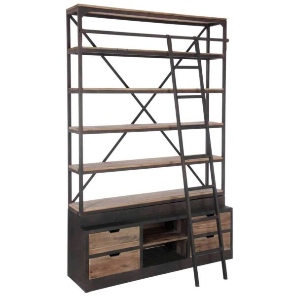 RACK+LADDER 4SHELVES WOOD/METAL NATURAL/BROWN 160x45x243CM