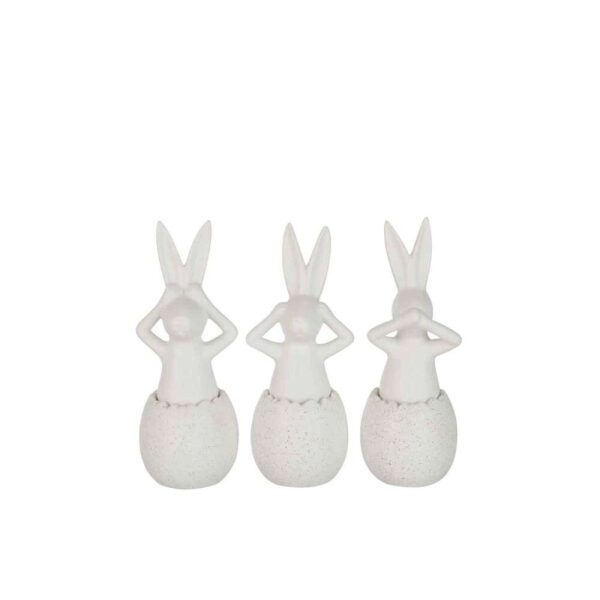 RABBIT SEE/HEAR/SPEAK NO EVIL CERAMIC WHITE SMALL ASSORTMENT OF 3