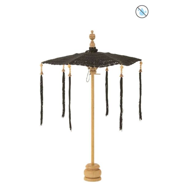 PARASOL TASSELS+FOOT COTTON/WOOD BLACK SMALL