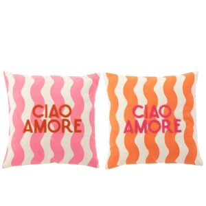 CUSHION CIAO AMORE COTTON PINK/ORANGE ASSORTMENT OF 2